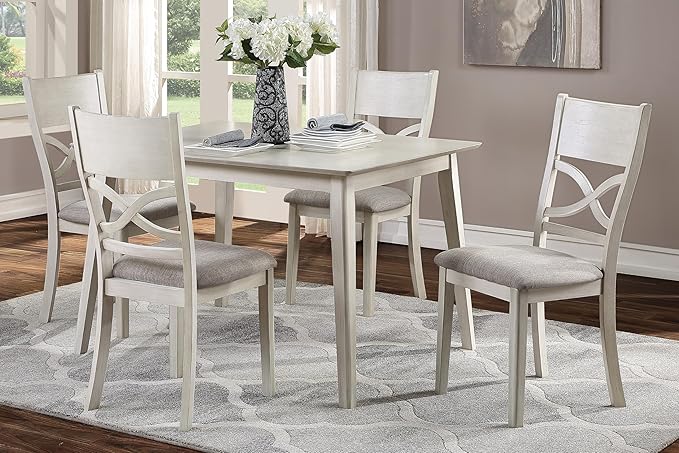 NicBex Dining Table Set Breakfast Nook Table Set 5Pc Dining Set Rectangular Table and 4 Side Chairs Wooden Dining Kitchen Furniture for Small Space, Apartment, Antique White - LeafyLoom