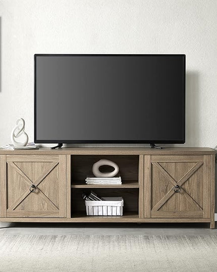 Henn&Hart Rectangular TV Stand for TV's up to 80" in Antiqued Gray Oak, TV Stands for the Living Room - LeafyLoom