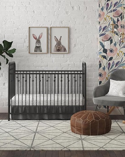 Little Seeds Monarch Hill Ivy Metal Baby Crib, Black - LeafyLoom