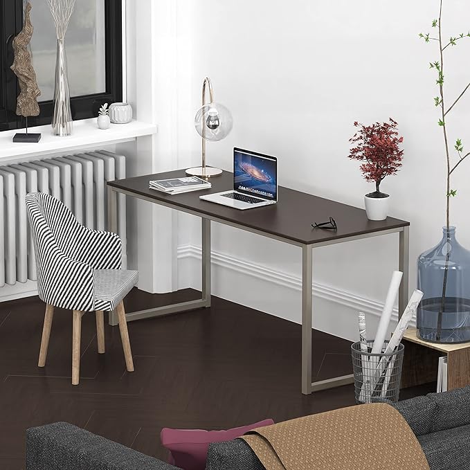 SHW Home Office 55-Inch Computer Desk, 24" Deep, Espresso - LeafyLoom