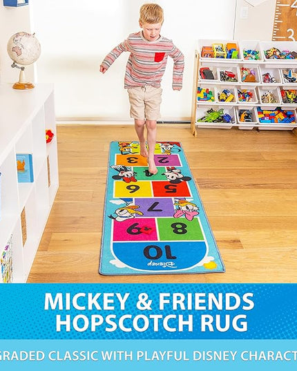 Disney Mickey and Friends 6.5 ft Hopscotch Rug by GoSports - Indoor/Outdoor Playroom Game for Kids - LeafyLoom