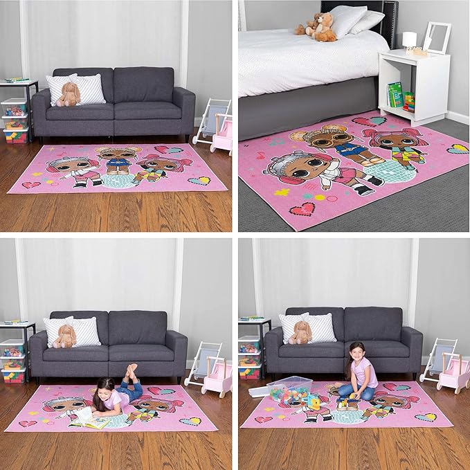 Franco Kids Room Non Slip Area Rug, 69 in x 52 in, LOL Surprise - LeafyLoom