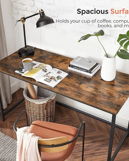 VASAGLE Computer Desk, Gaming Desk, Home Office Desk, for Small Spaces, 23.6 x 55.1 x 29.5 Inches, Industrial Style, Metal Frame, Rustic Brown and Black ULWD043B01 - LeafyLoom