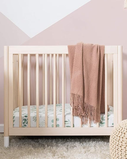 Babyletto Gelato 4-in-1 Convertible Mini Crib in Washed Natural and White, Greenguard Gold Certified - LeafyLoom