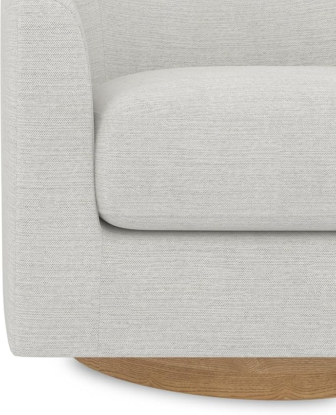 Sunny Heart Swivel Accent Chair, Fabric Swivel Barrel Chair, Swivel Club Chair with Wood Base, Modern Upholstered Armchair, Cozy Chairs for Living Room, Bedroom, Reading - LeafyLoom