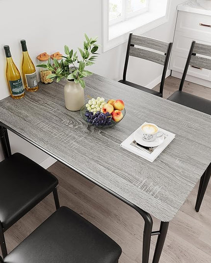 Dining Table for 4, Small Table and Chairs Set of 4, Square Dinette Set for 4, Dinner Table Set, 5 Piece Kitchen & Dining Room Sets for Small Space, Apartment (Gray, Dining Table with 4 Chairs) - LeafyLoom