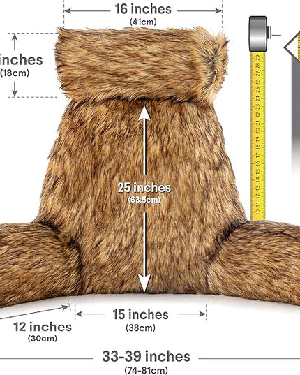 Husband Pillow XXL Limited Baby Brown Bear Fabulous Faux Fur Backrest, Two-Tone Reversible Double Sided Reading & Bed Rest Pillow with Arms & Neck Roll, Adjustable Memory Foam - Extremely Comfy - LeafyLoom
