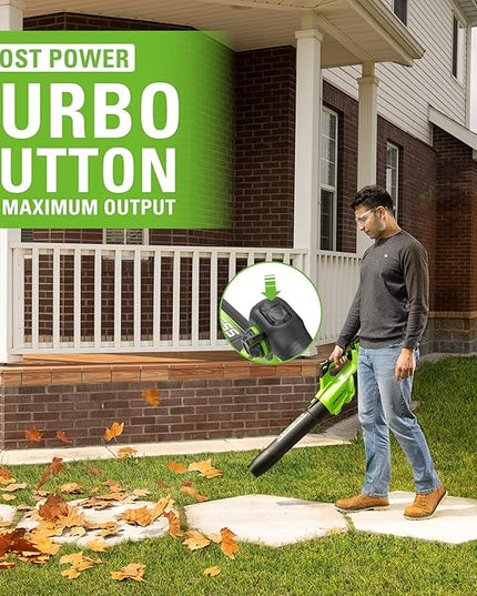 Greenworks 40V (160 MPH / 700 CFM) Cordless Brushless Axial Leaf Blower, 8.0Ah Battery and Charger Included - LeafyLoom
