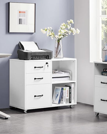 Yaheetech File Cabinet Mobile Letter Size File Organization Unit Mobile Lateral Filing Cabinet Printer Stand for Home and Office,White - LeafyLoom
