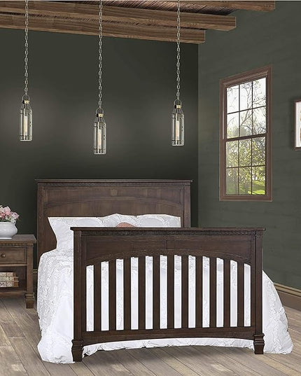 Evolur Santa Fe 5-in-1 Convertible Crib in Antique Brown, Greenguard Gold Certified, Features 3 Mattress Heights, Wooden Nursery and Bedroom Furniture, Baby Crib - LeafyLoom