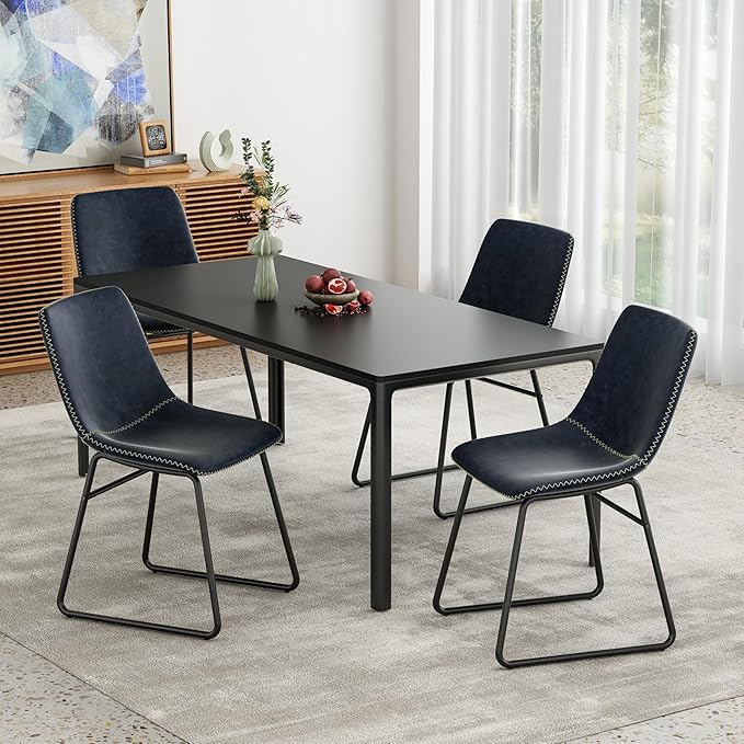 Dining Chairs Set of 4, Kitchen & Dining Room Chairs Dining Chairs Midcentury Modern Chair, Mid Century Faux Leather Dining Chair Comfortable,Dining Chair for Home - LeafyLoom