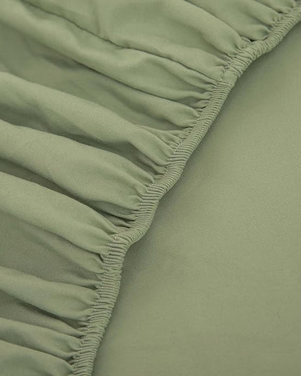 5 Pcs Sage Green Comforter Sets Queen Size for Girls Women Kids, Boho Light Green Bedding Set Queen Size,Soft Lightweight Microfiber Bed Set for All Season - LeafyLoom