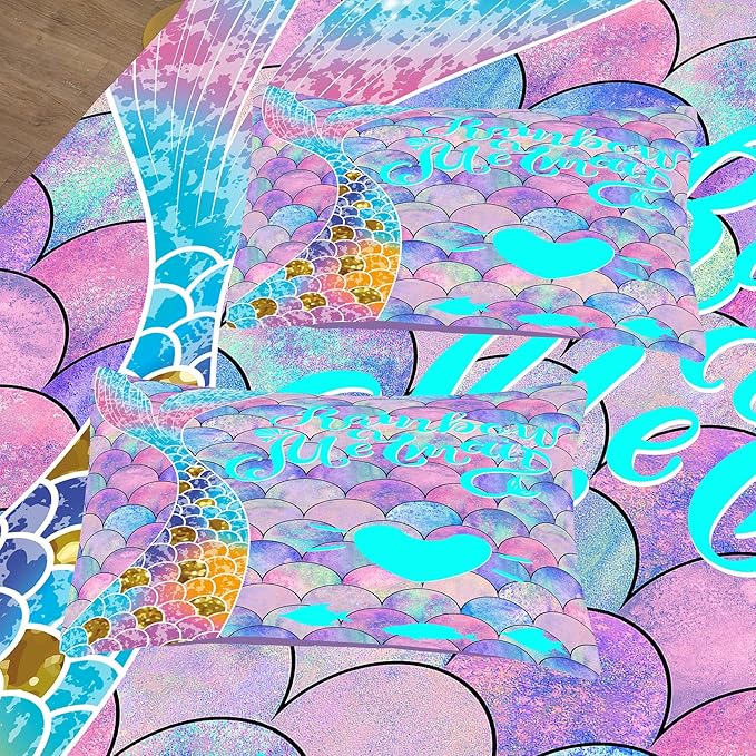 NINENINE Blue and Purple Mermaid Tail Comforter Sets for Girls,Full Size Rainbow Princess Bedding,Girly Glitter Comforter Sets,Sparkly Fish Scales Bedding Sets with 1 Comforter 2Pillowcases - LeafyLoom