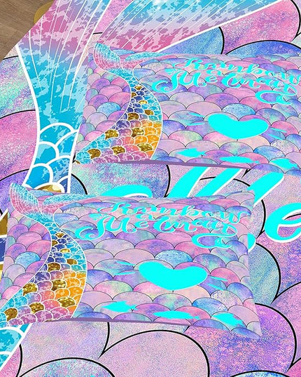 NINENINE Rainbow Mermaid Bedding Twin Princess Comforter Sets for Teens Girls,Blue and Purple Glitter Bedding Sets,Sparkly Fish Scales Comforter Sets with 1 Comforter 1Pillowcase - LeafyLoom
