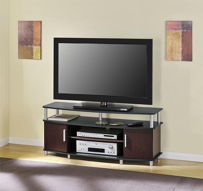 Ameriwood Home Carson TV Stand for TVs up to 50", Cherry/Black - LeafyLoom