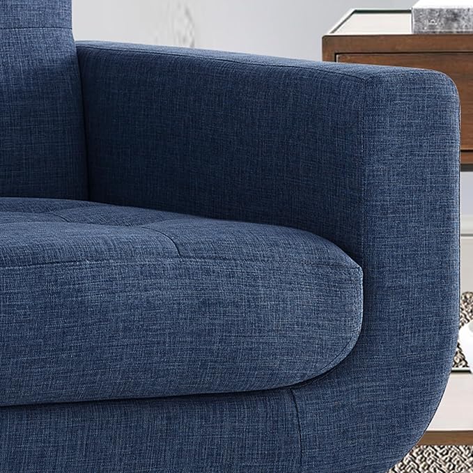 ROSEVERA Elena Contemporary Accent Armchair with Linen Upholstery Living Room Furniture, Navy - LeafyLoom
