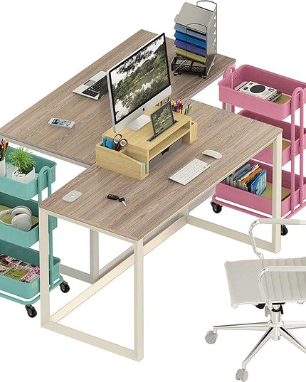 SHW 48" Home Office Computer Desk, 24" Deep, Oak - LeafyLoom