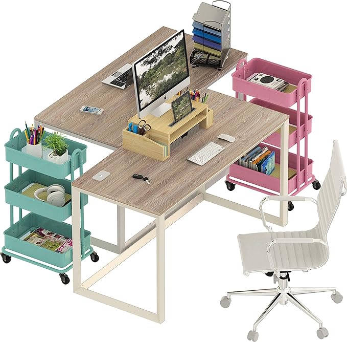 SHW 48" Home Office Computer Desk, 24" Deep, Oak - LeafyLoom