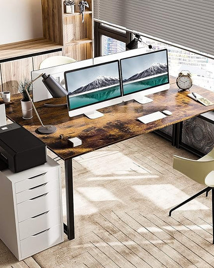 Coleshome 63 Inch Computer Desk, Modern Simple Style Desk for Home Office, Study Student Writing Desk, Vintage - LeafyLoom