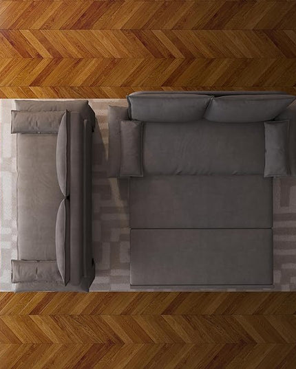 3 in 1 Oversized Love Seat Sofá Convertible Queen Size Sofabed with 2 Lumbar Pillows, Loveseat Sofa W/Pull Out Sleeper Couch Bed for Home,Office,Apartment,RV Living Room, 70.1", Grey - LeafyLoom