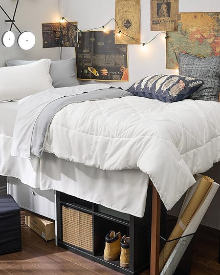 Bedsure White Twin XL Comforter Sets - 5 Pieces Reversible White Twin XL Bedding Sets with Comforters, Sheets, Pillowcase & Sham, Twin XL Bed Sets for College - LeafyLoom