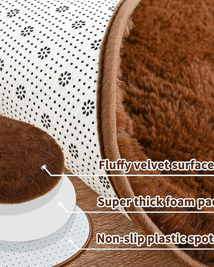 Noahas Ultra Soft Fluffy Bedroom Rugs,2.6' X 5.3' Oval Coffee Fluffy Rugs for Bedroom,Small Throw Rugs, Kids Room Carpet Modern Shaggy Area Rugs Home Decor - LeafyLoom
