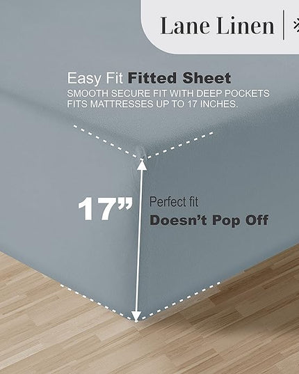 LANE LINEN 100% Egyptian Cotton Twin Sheets Set (3 Pc) – 1000 Thread Count – Sateen Weave - Ultra Soft Twin Bed Sheets – Luxury Hotel Bedding – Twin Size Sheets Set with Deep Pockets – French Blue - LeafyLoom