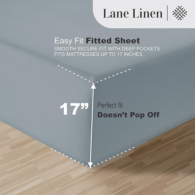 LANE LINEN 100% Egyptian Cotton Twin Sheets Set (3 Pc) – 1000 Thread Count – Sateen Weave - Ultra Soft Twin Bed Sheets – Luxury Hotel Bedding – Twin Size Sheets Set with Deep Pockets – French Blue - LeafyLoom