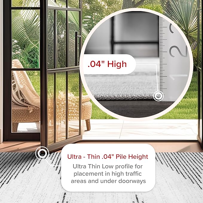 nuLOOM Romina Machine Washable Diamond Stripes Ultra Thin Area Rug, 8 x 10, White - LeafyLoom