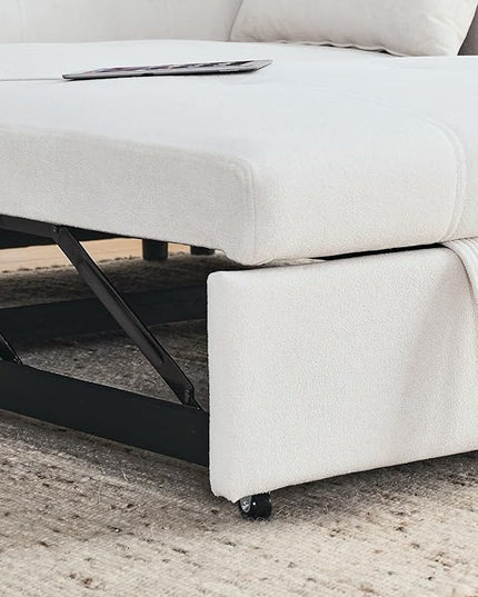 4 in 1 Multifunctional Convertible Loveseat Sleeper Sofa Bed,Soft Chenille Tufted Love Seats Sofabed W/Pull Out Sleep Couch,Armrests Storage,Cupholders,USB Ports,Pillows and Side Pockets - LeafyLoom