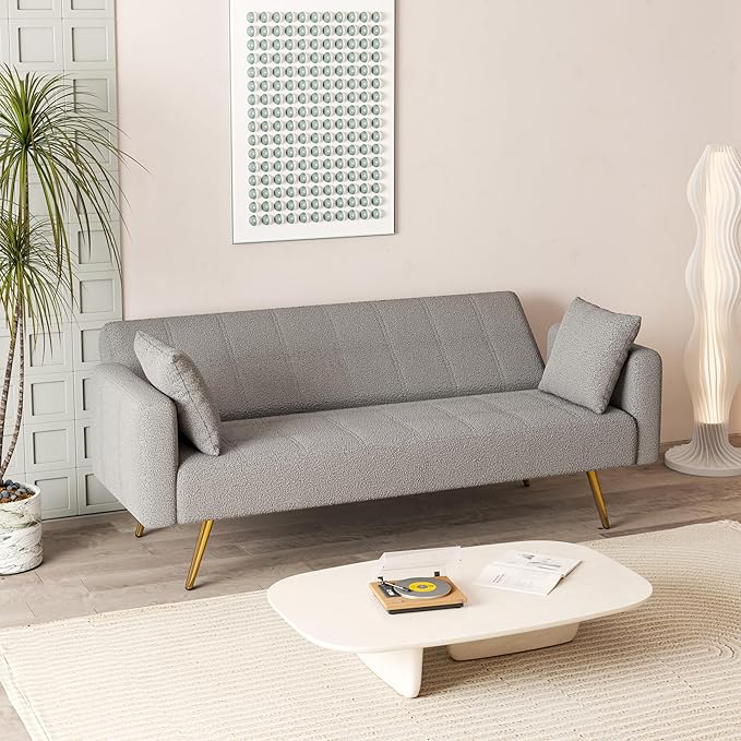 NicBex Sectional Couch Sofa with Folding Function Modern Sofa Bed Cloud Couch for Living Room Furniture Sets with Pillows and Metal Legs, Modular Sofa for Living Room, Bedroom, Apartment,71.7"L, Grey - LeafyLoom