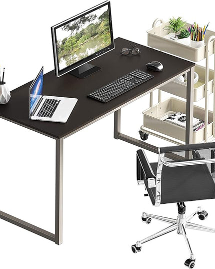 SHW Home Office 48-Inch Computer Desk, Silver/Espresso - LeafyLoom