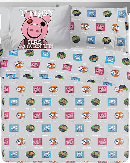 Jay Franco Piggy Join US 7 Piece Queen Size Bed Set - includes Comforter & Sheet Set - Super Soft Fade Resistant Polyester (Official Piggy Product) - LeafyLoom