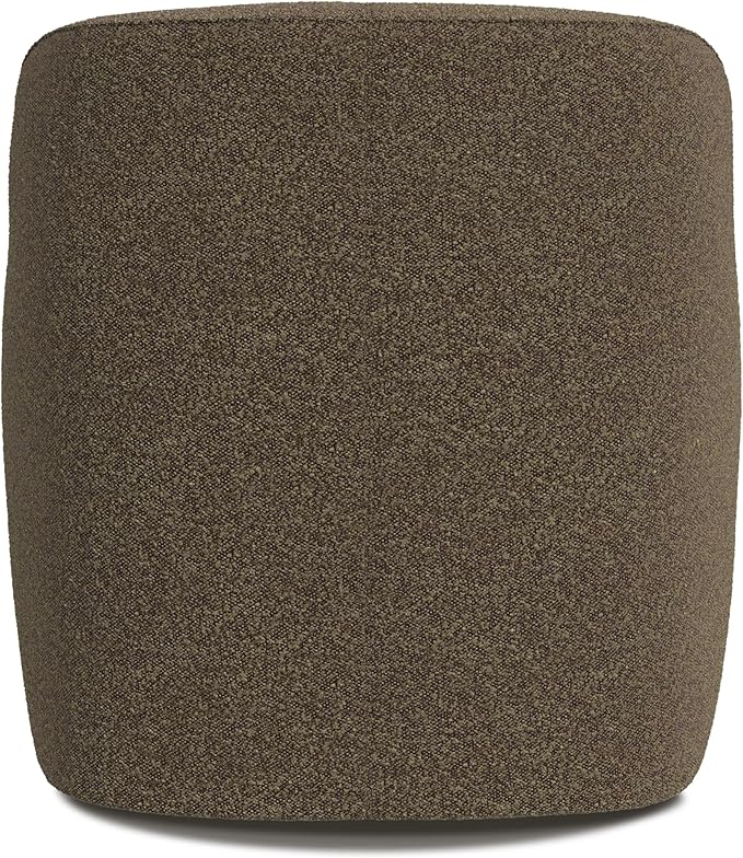 HomePop Décor Upholstered 360° Barrel Back Swivel Accent Living Room & Bedroom|Decorative Home Furniture Directors-Chairs, Dark Brown Boucle - LeafyLoom