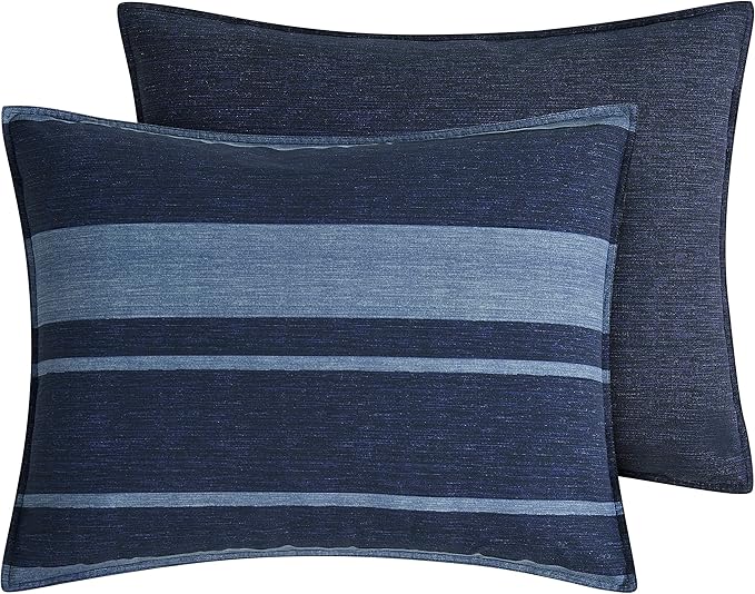 Nautica - King Size Comforter Set, Cotton Reversible Bedding with Matching Shams, Stylish Home Decor (Longpoint Blue, King) - LeafyLoom
