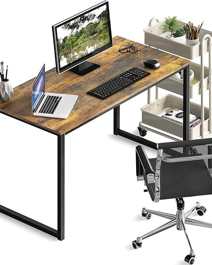 SHW Home Office 40-Inch Computer Desk, Rustic Brown - LeafyLoom