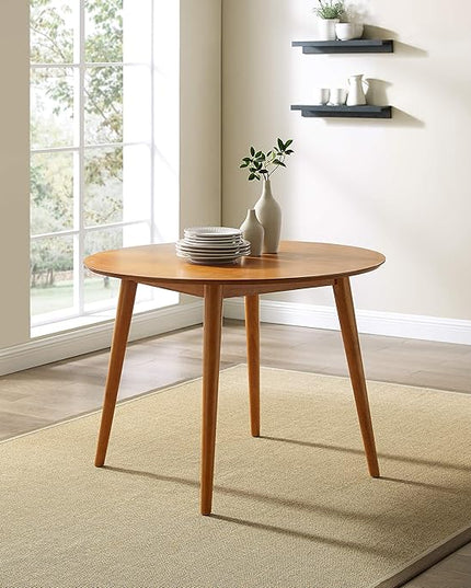 Crosley Furniture Landon Mid-Century Modern Round Wood Dining Table, Acorn - LeafyLoom