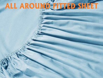 Elegant Comfort Softest and Coziest 4-Piece Sheet Set - 1500 Premium Hotel Quality Microfiber - Luxurious Wrinkle Resistant 4-Piece Damask Stripe Bed Sheet Set, Twin, Aqua Blue - LeafyLoom