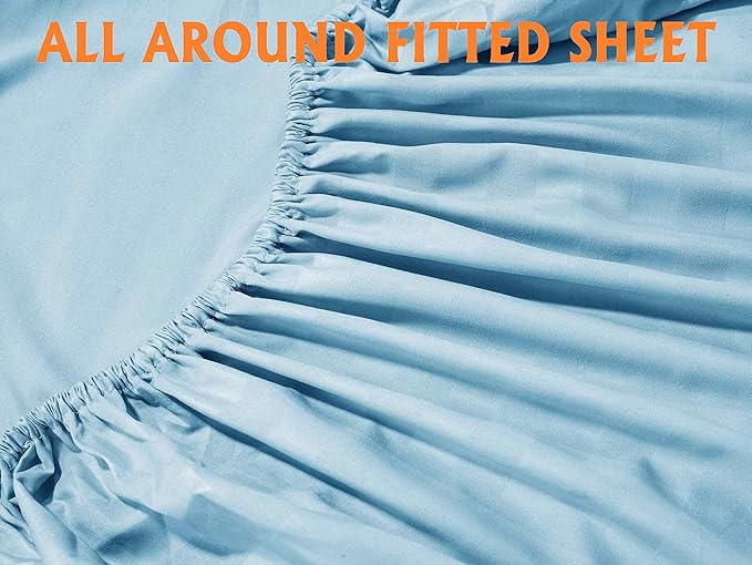 Elegant Comfort Softest and Coziest 4-Piece Sheet Set - 1500 Premium Hotel Quality Microfiber - Luxurious Wrinkle Resistant 4-Piece Damask Stripe Bed Sheet Set, Twin, Aqua Blue - LeafyLoom