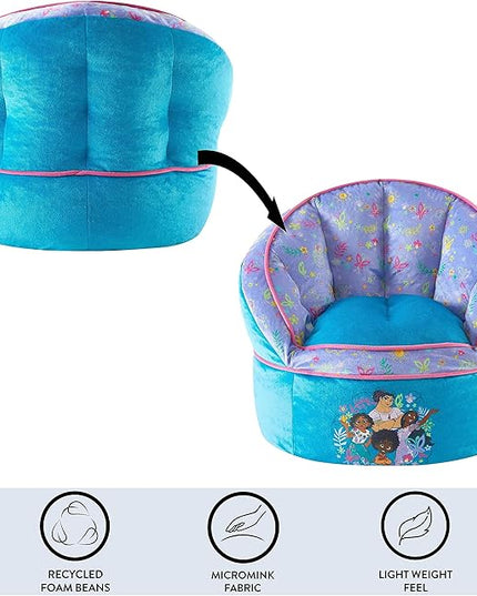 Idea Nuova Disney Encanto Madrigal Family Blue Round Bean Bag Chair for Kids, Ages 3+, Large - LeafyLoom