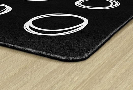 Flagship Carpets Circle Sampler Abstract Educational Area Rug for Kids Room or Childrens Classroom Carpet, Playroom or Home Learning, 10'6" x 13'2", Black, FA1660-58FS - LeafyLoom