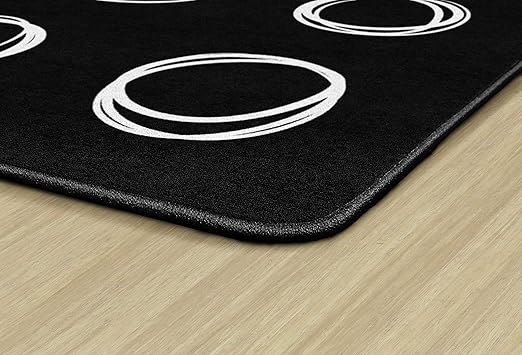 Flagship Carpets Circle Sampler Abstract Educational Area Rug for Kids Room or Childrens Classroom Carpet, Playroom or Home Learning, 10'6" x 13'2", Black, FA1660-58FS - LeafyLoom