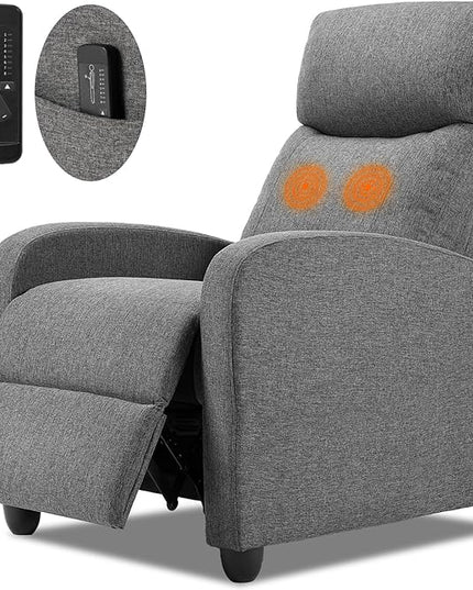 SMUG Recliner Chair for Adults, Massage Reclining Chair for Living Room, Adjustable Modern Recliners Chair, Home Theater Seating Single Sofa Recliner with PU Leather Padded Seat Backrest (Deep Grey) - LeafyLoom