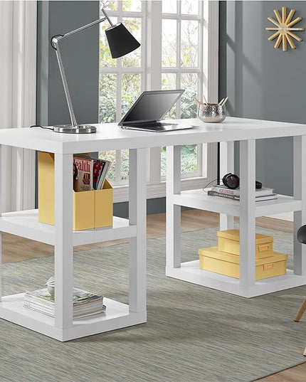 Ameriwood Home Parsons Deluxe Desk, White - LeafyLoom