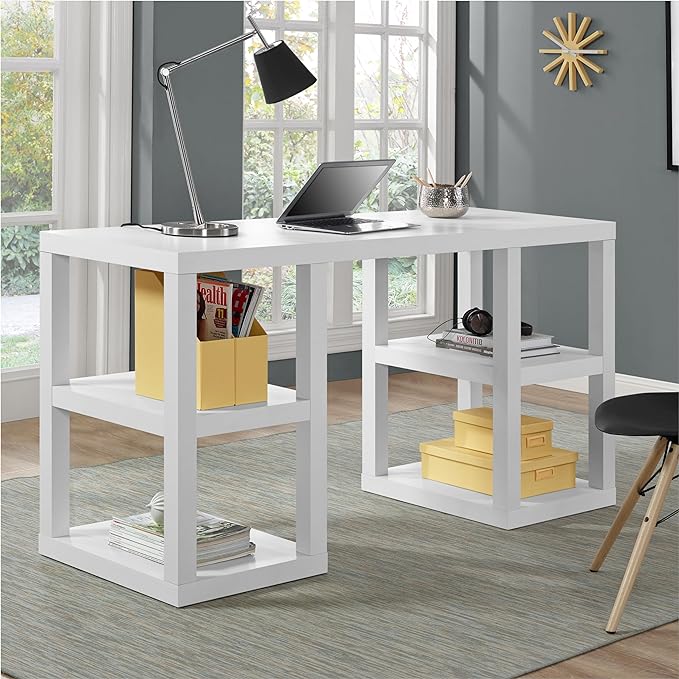 Ameriwood Home Parsons Deluxe Desk, White - LeafyLoom