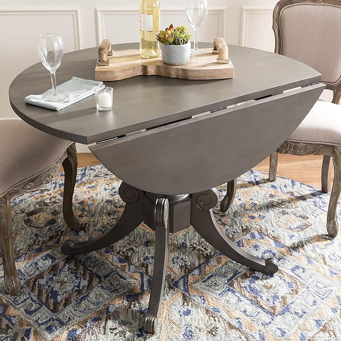 Safavieh Home Forest Traditional Grey Wash Drop Leaf Dining Table - LeafyLoom