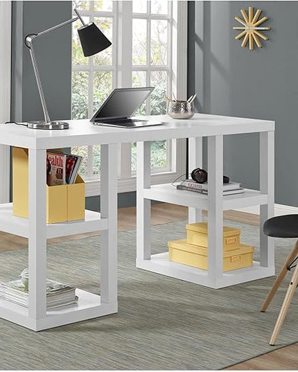 Ameriwood Home Parsons Deluxe Desk, White - LeafyLoom