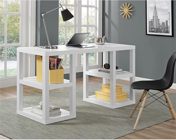 Ameriwood Home Parsons Deluxe Desk, White - LeafyLoom