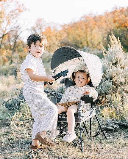 Baby Delight Go with Me Venture Portable Chair | Indoor and Outdoor | Sun Canopy | 3 Child Growth Stages | Grey - LeafyLoom