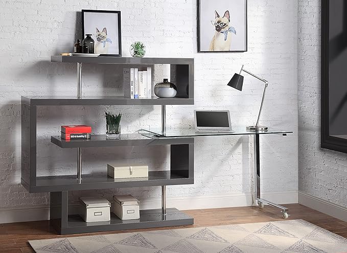 NicBex Kimberly-DW-00028-LWJ Home Office Desks, 55"x24"x54", Gray - LeafyLoom